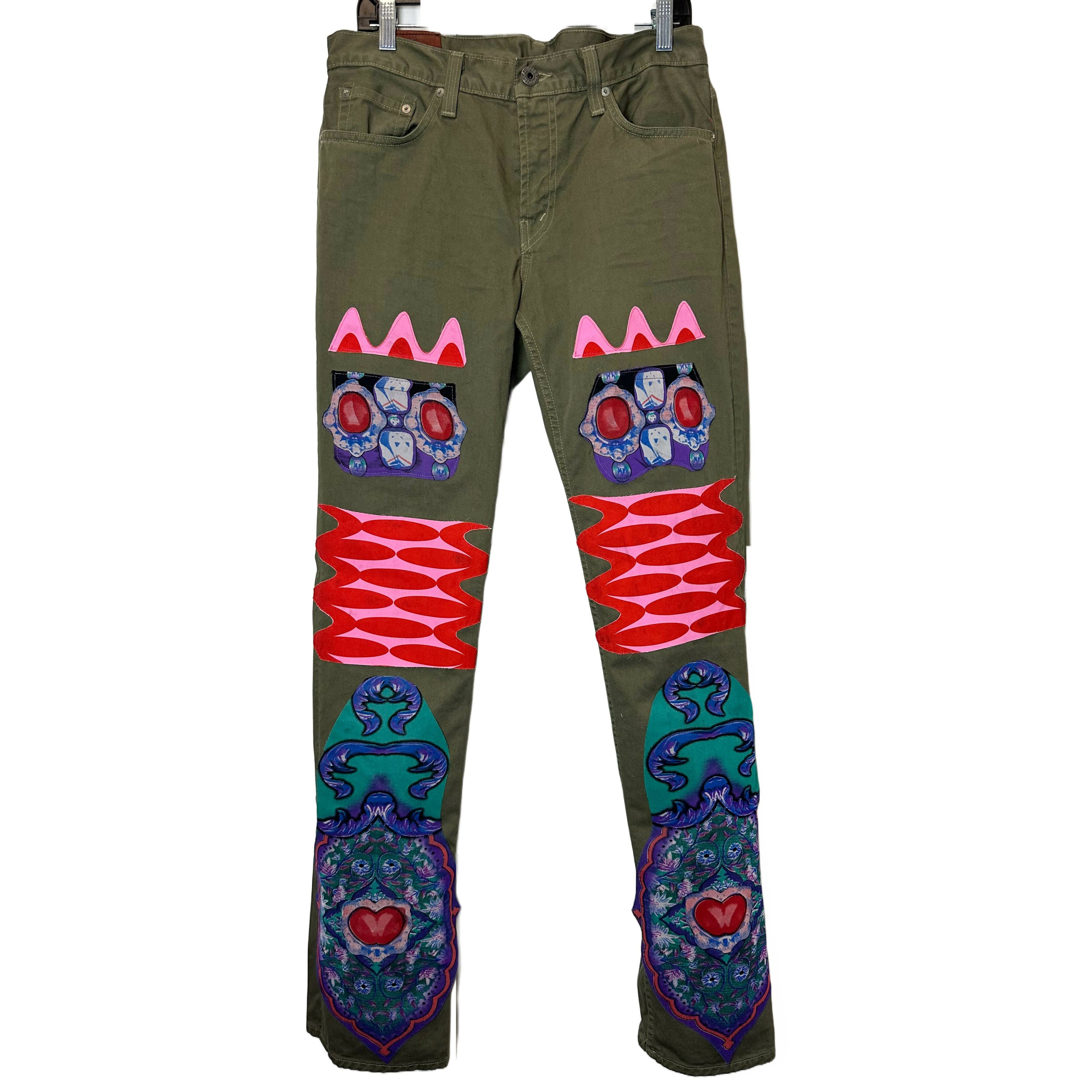 Upcycled J Brand Alien Army Green Jeans