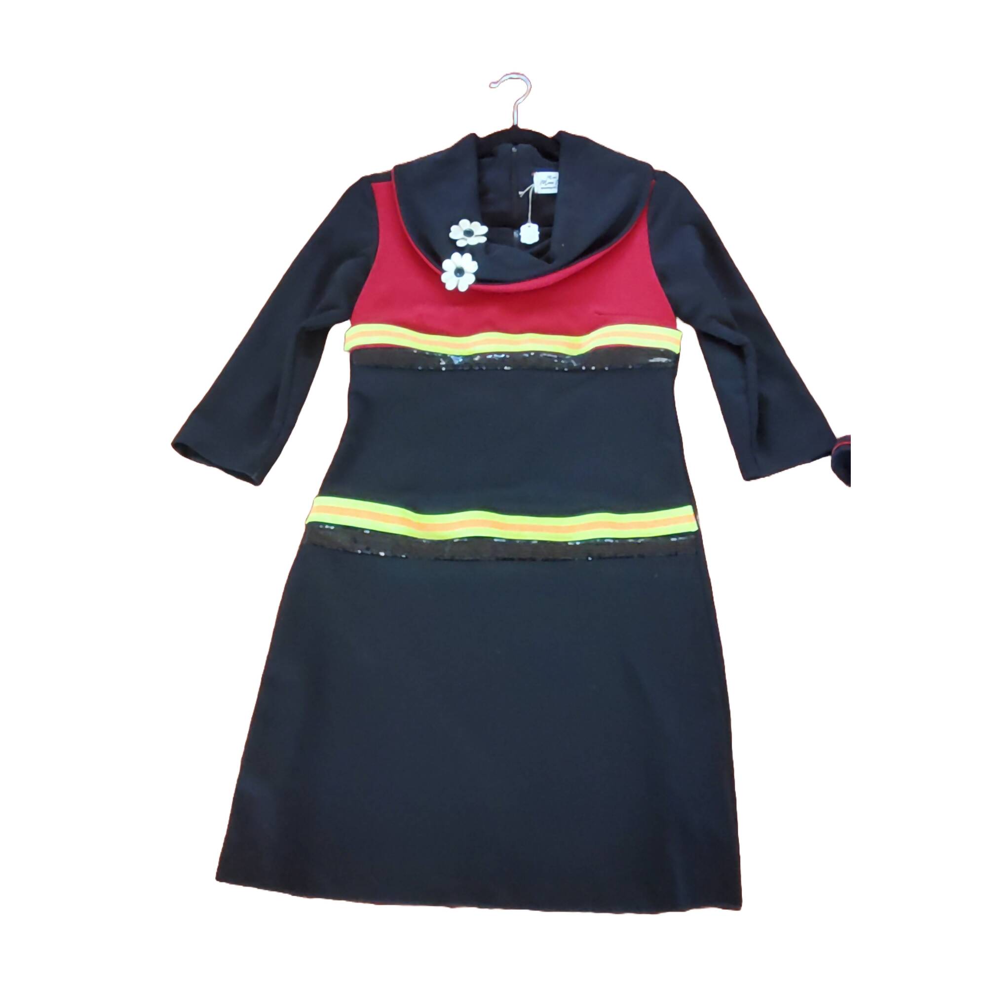 Black Wool Dress Upcycled with Sequins