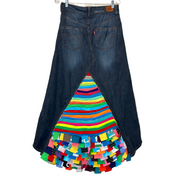 Denim Levis Jean Skirt Upcycled with T-shirts