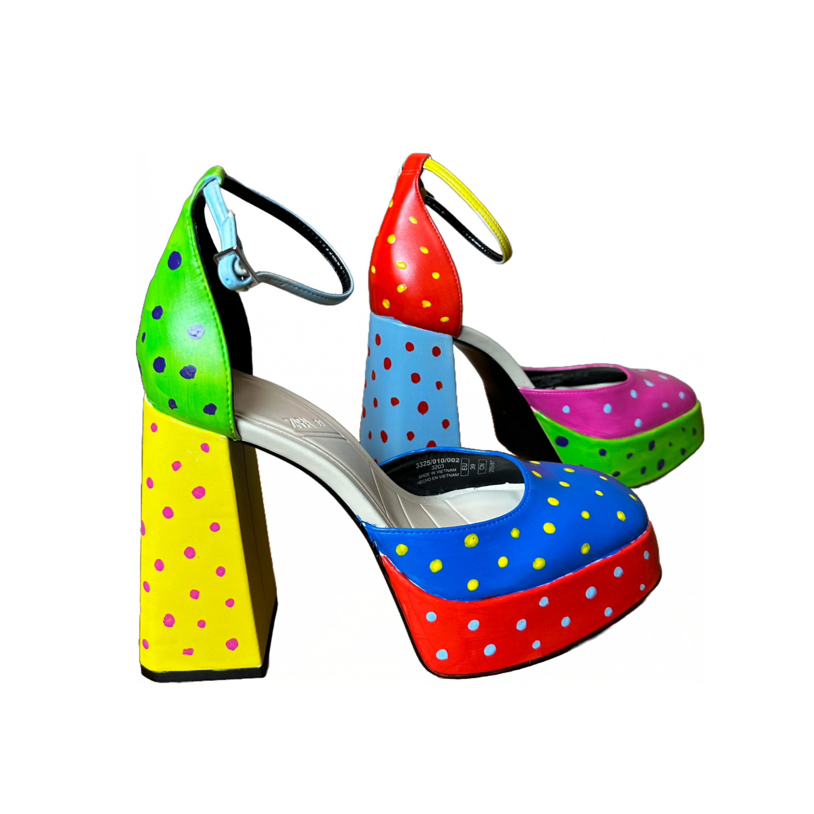Hand-Painted Color Block Platform Heels US 8