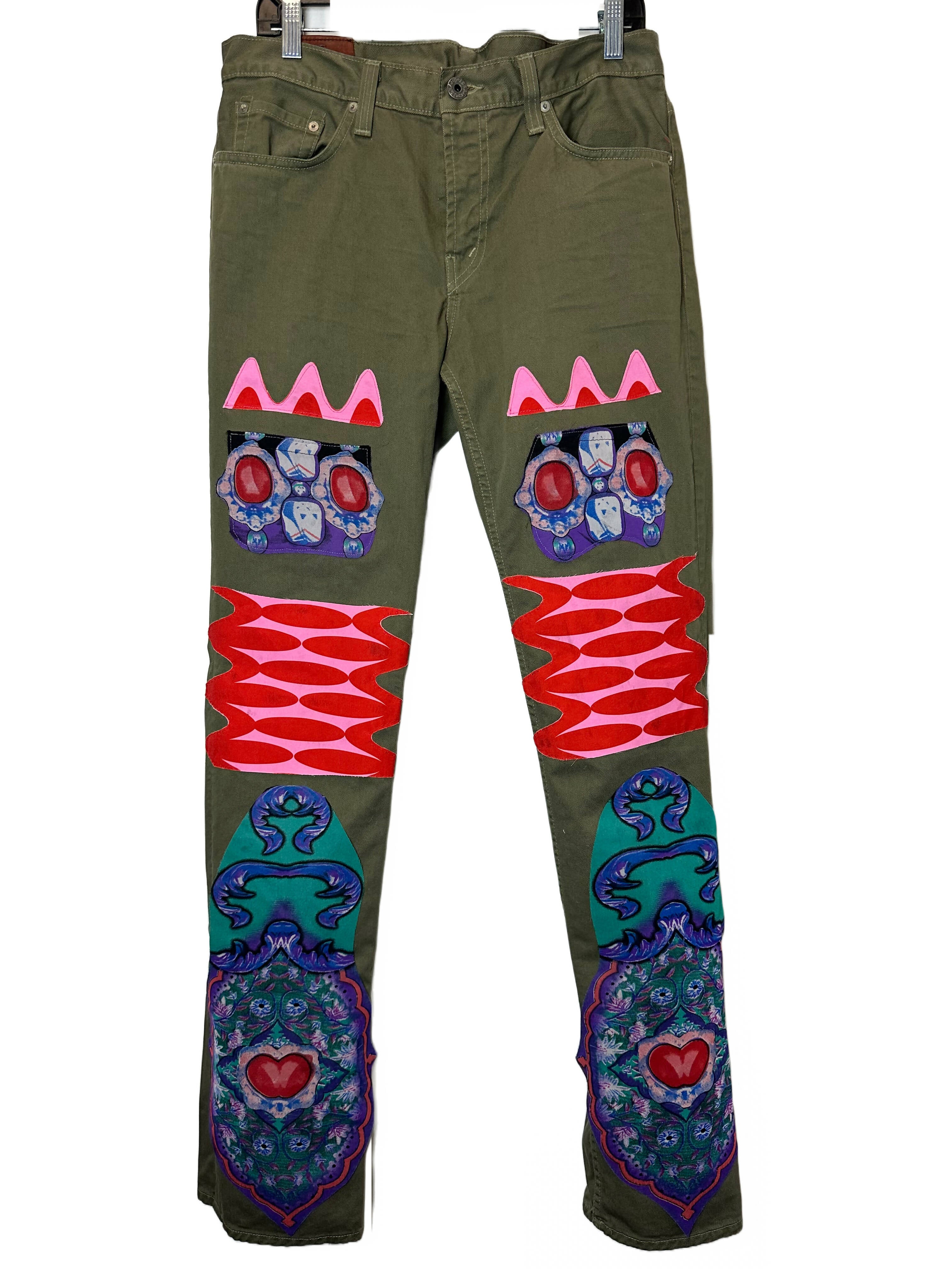 Upcycled J Brand Alien Army Green Jeans