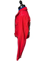 Red Denim Jacket with Eye & Heart