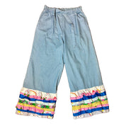 Multicolor Ruffle Denim Pants