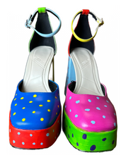 Hand-Painted Color Block Platform Heels US 8
