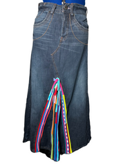 Denim Levis Jean Skirt Upcycled with T-shirts