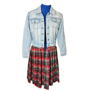 Upcycled Denim Jean Jacket with Wool Plaid
