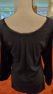 Sequined Top with Velvet Sleeves