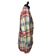 Vintage Raw Silk Plaid Blazer with Silk Eyes Patches