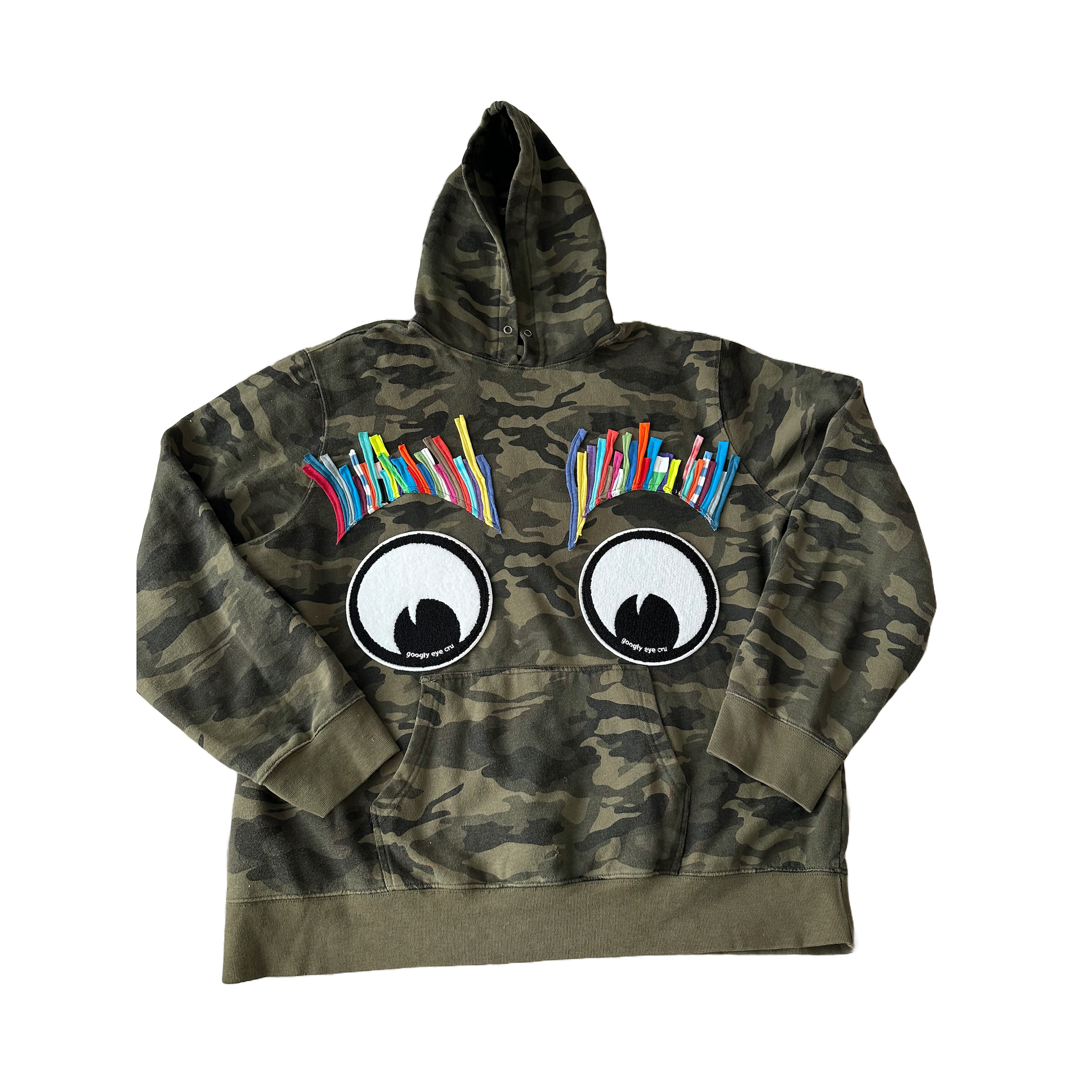 Blue Greenie X Googly Eye Cru Camo Upcycled Hoodie