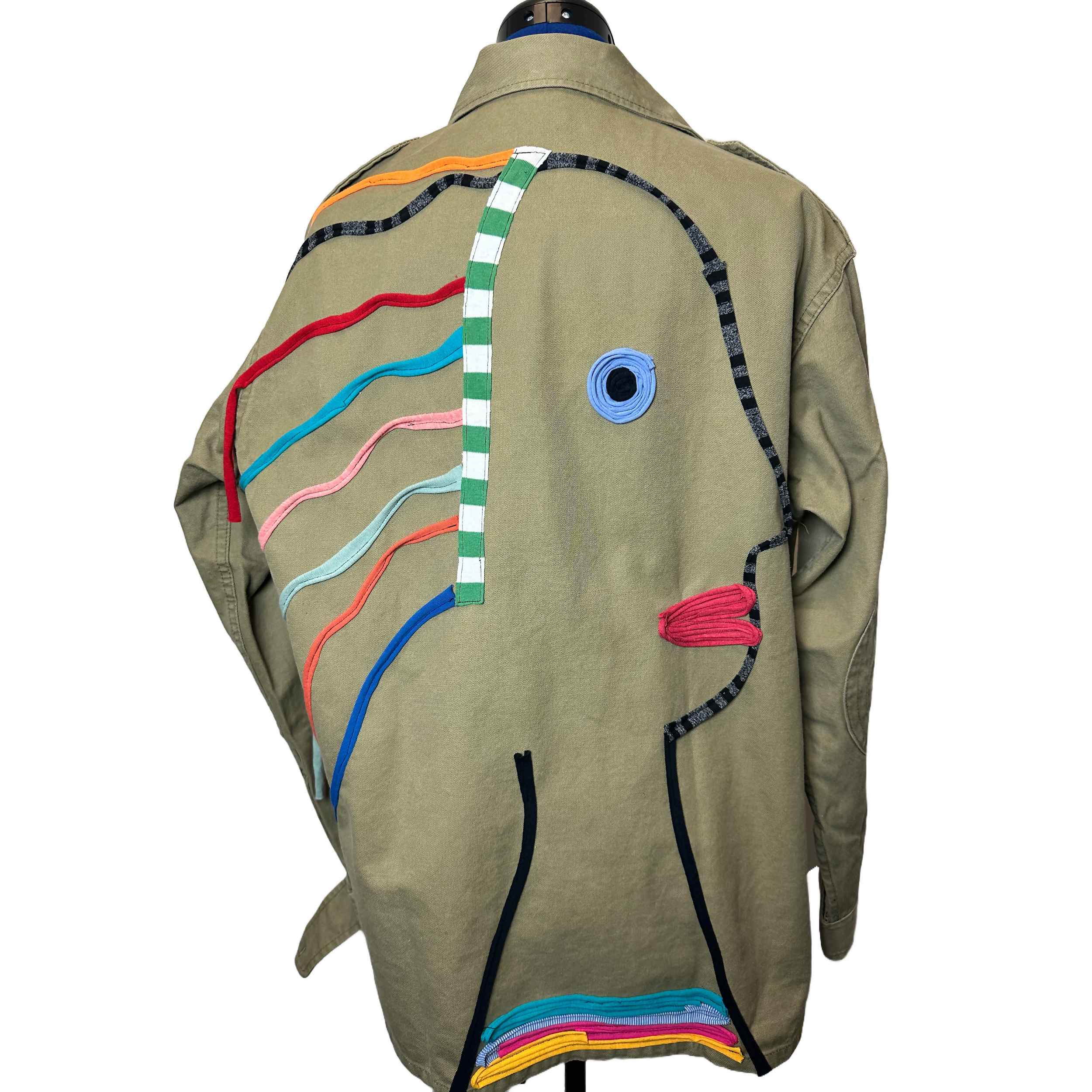 Blue Greenie T-Shirt Strip Face Long Sleeve Khaki Shirt