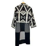 Aztec Black & White Cotton & Denim Coat