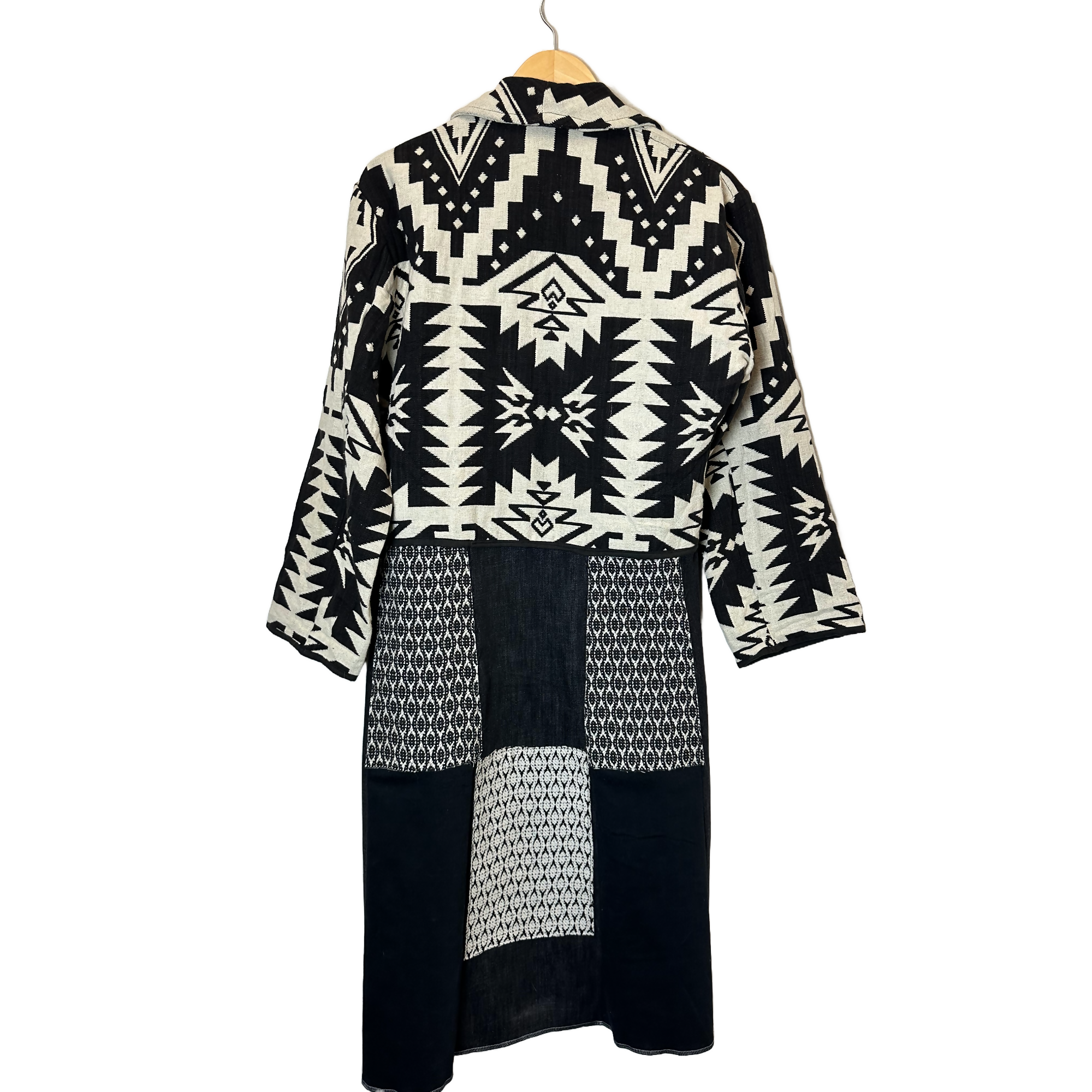 Aztec Black & White Cotton & Denim Coat
