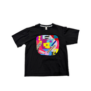 Black T-shirt Upcycled with Cashmere Scraps