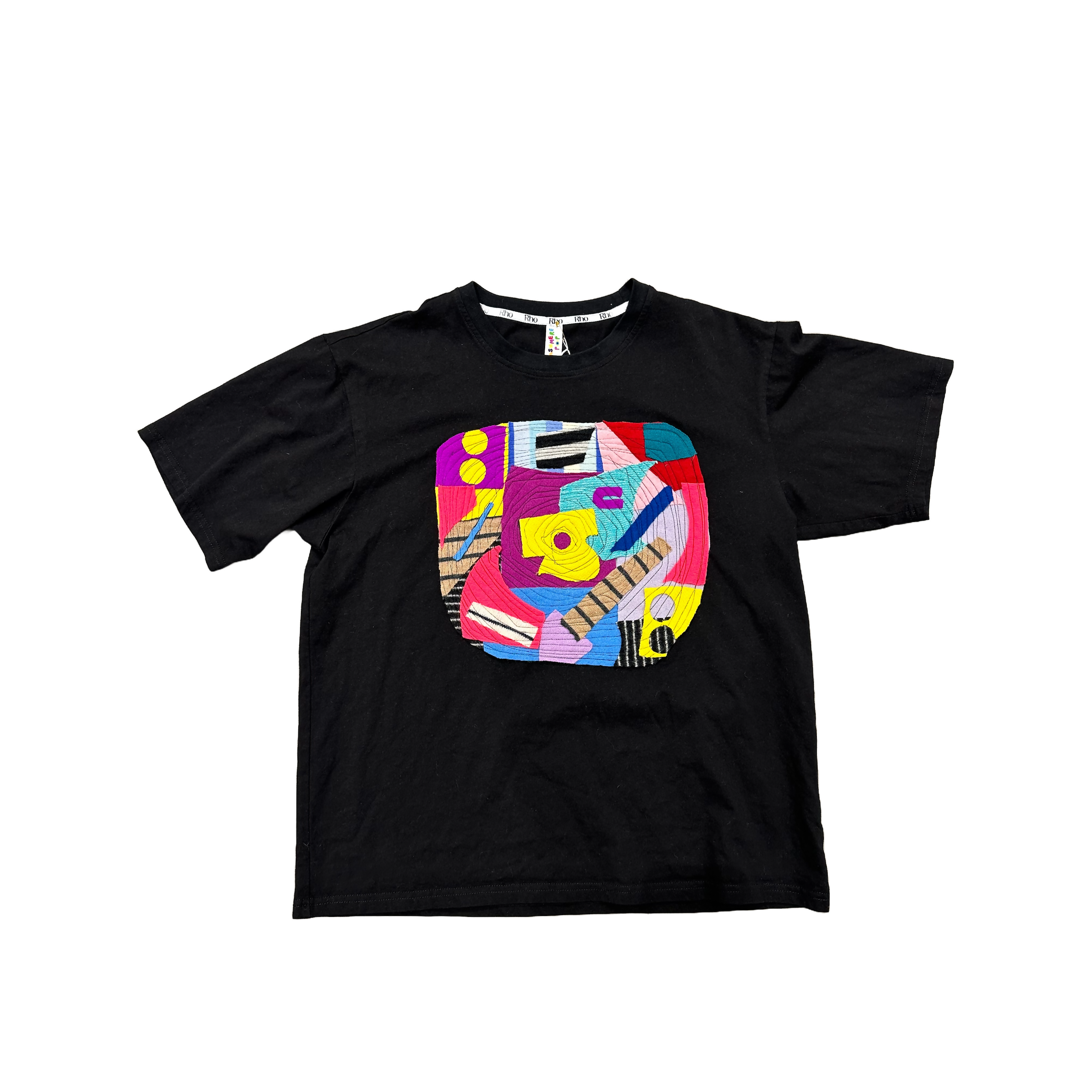 Black T-shirt Upcycled with Cashmere Scraps