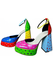 Hand-Painted Color Block Platform Heels US 8