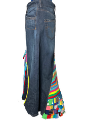 Denim Levis Jean Skirt Upcycled with T-shirts