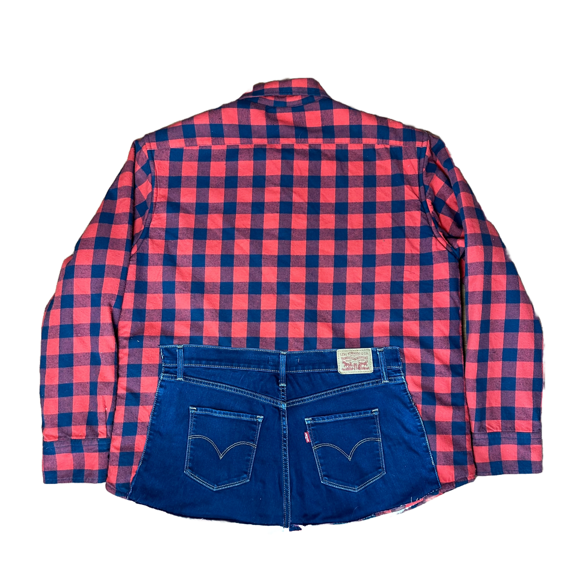 Denim Upcycled Sherpa Lined J Crew Flannel Shirt
