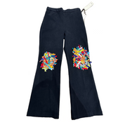 Blue Greenie T-Shirt Strips Knee Patch High Waist Pants