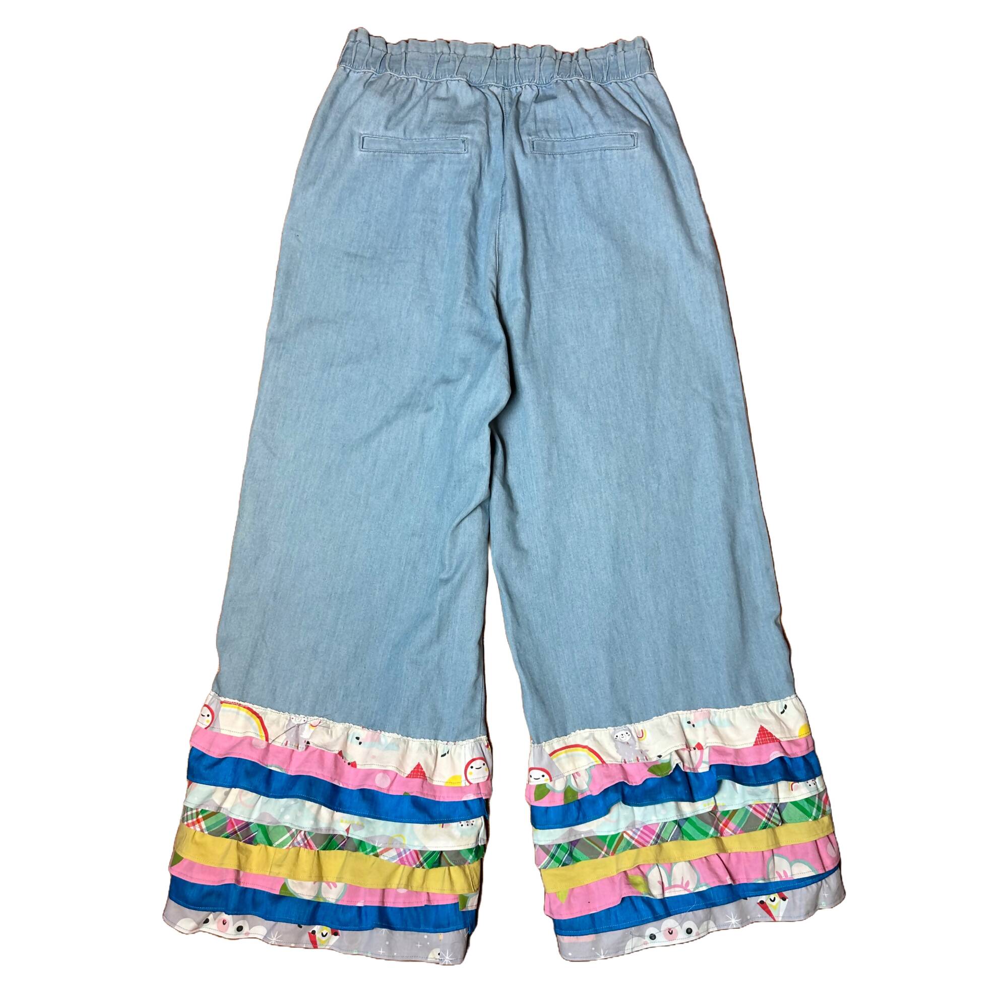 Multicolor Ruffle Denim Pants