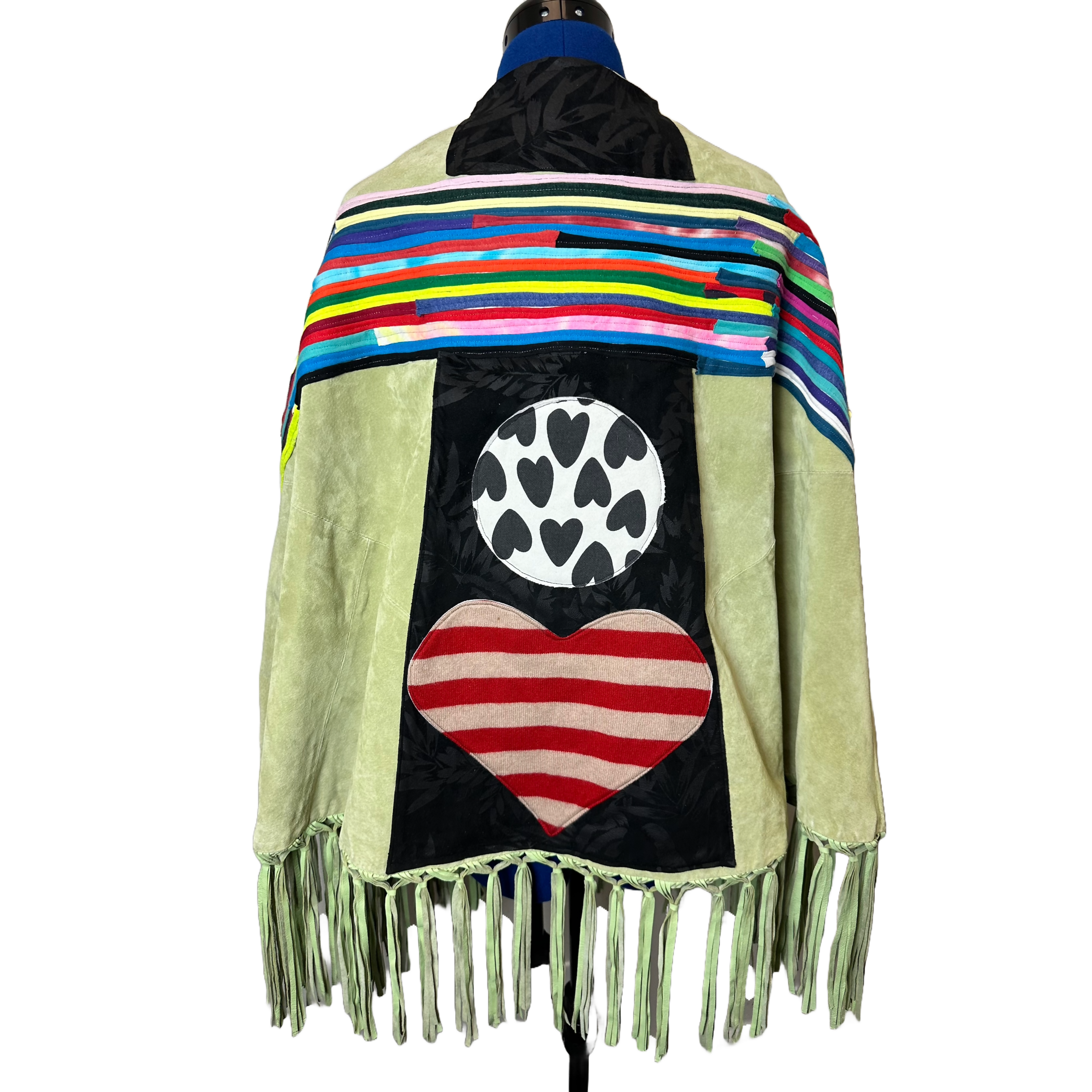 New Vintage Suede Cape Upcycled with T-Shirts and More