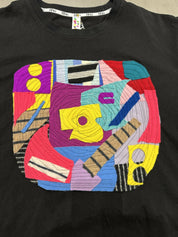 Black T-shirt Upcycled with Cashmere Scraps