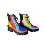 Hand Painted Sorel Leather Boots Color Block