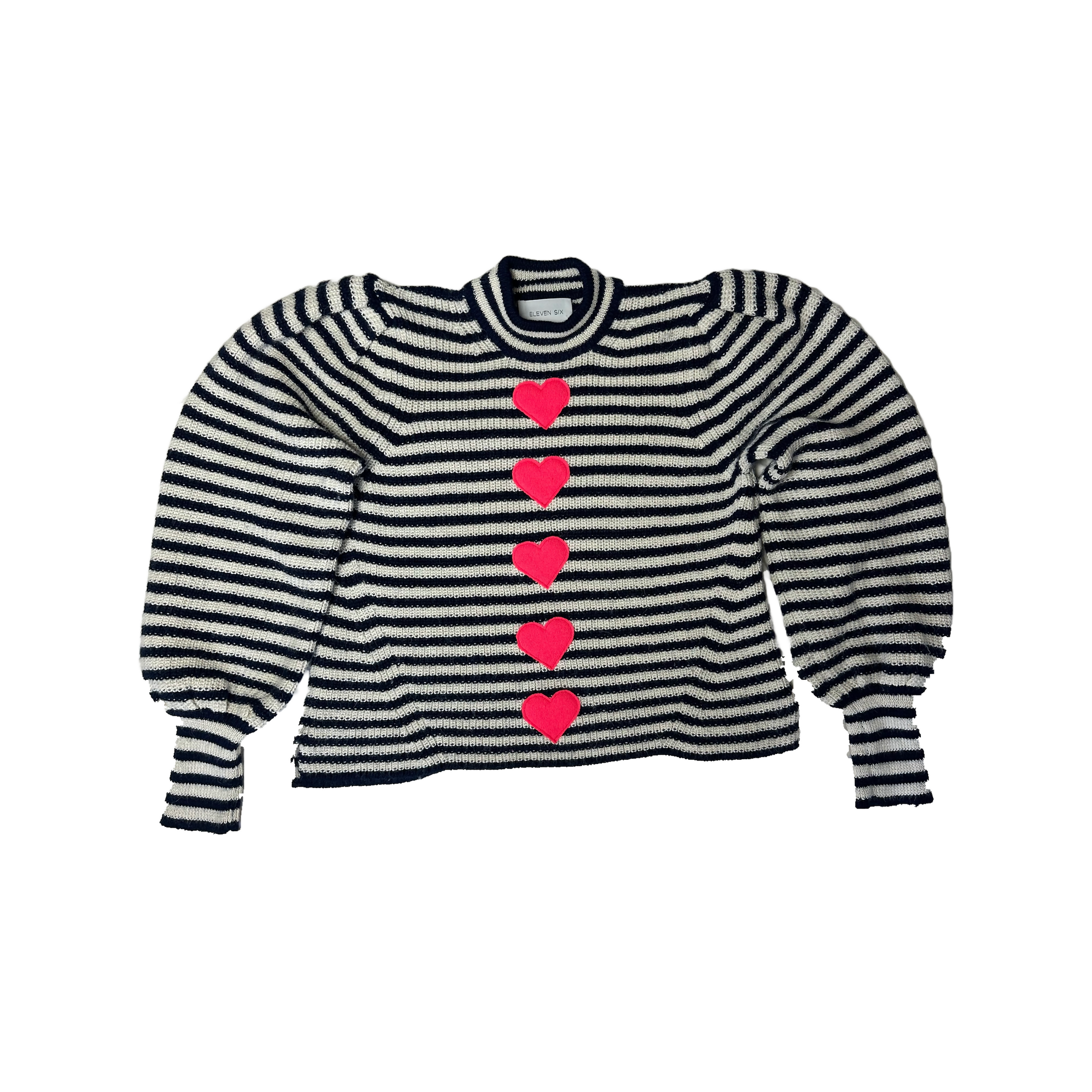 Baby Alpaca Eleven Six Sweater with Cashmere Hearts