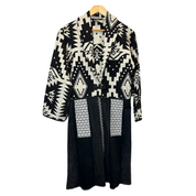 Aztec Black & White Cotton & Denim Coat