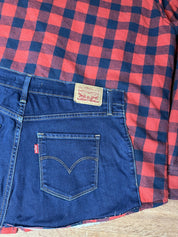 Denim Upcycled Sherpa Lined J Crew Flannel Shirt