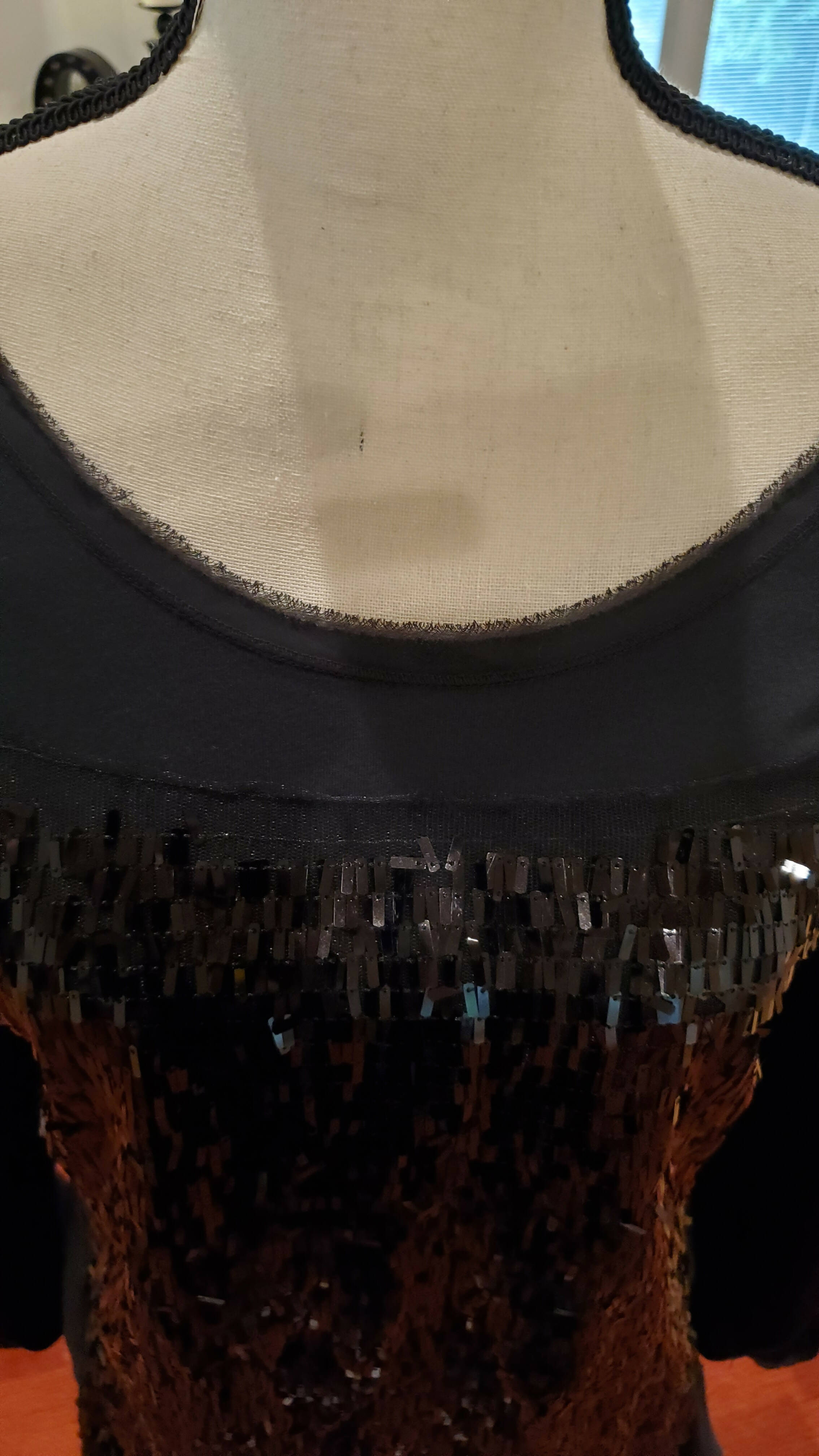 Sequined Top with Velvet Sleeves
