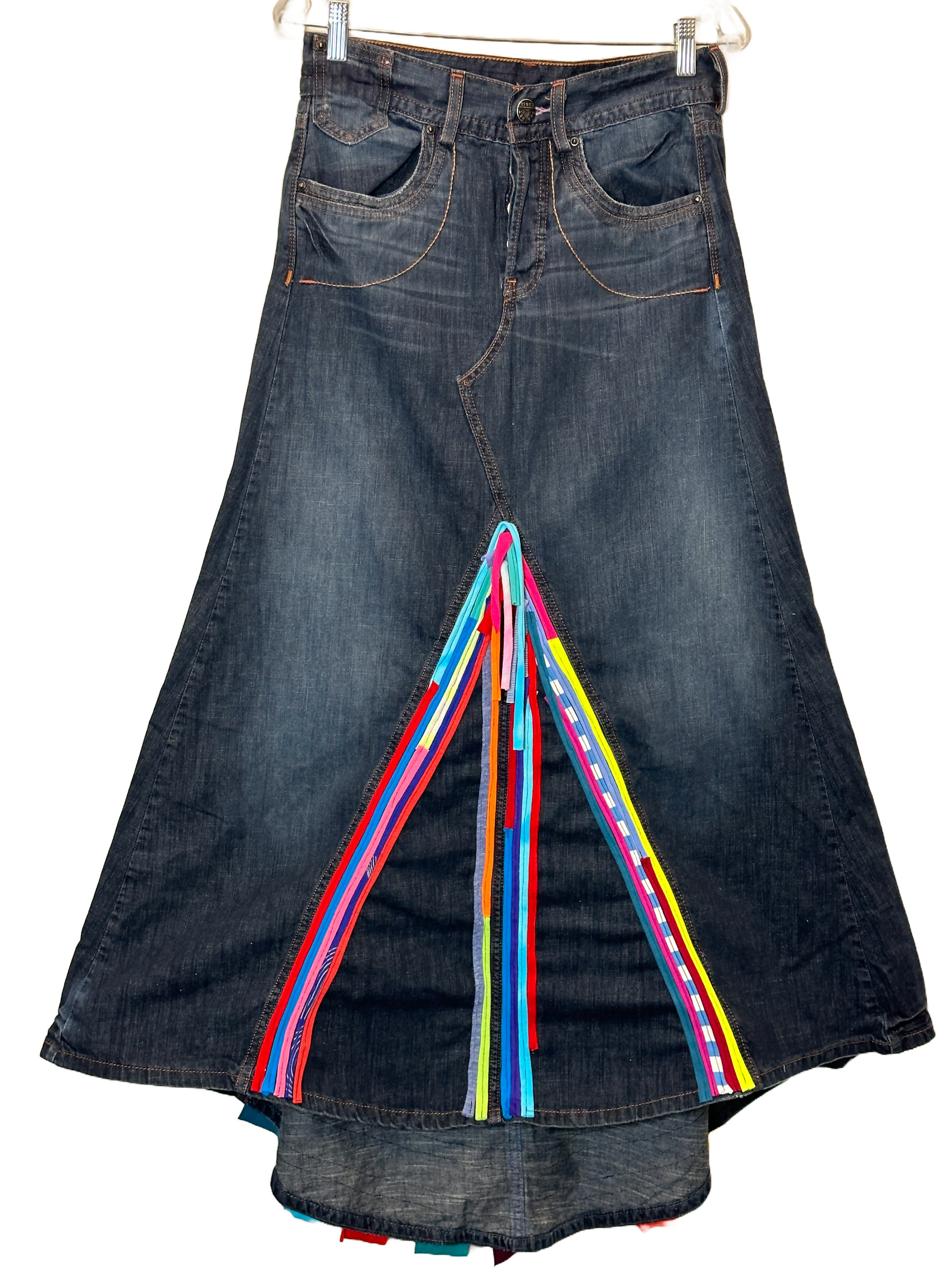 Denim Levis Jean Skirt Upcycled with T-shirts