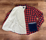 Denim Upcycled Sherpa Lined J Crew Flannel Shirt
