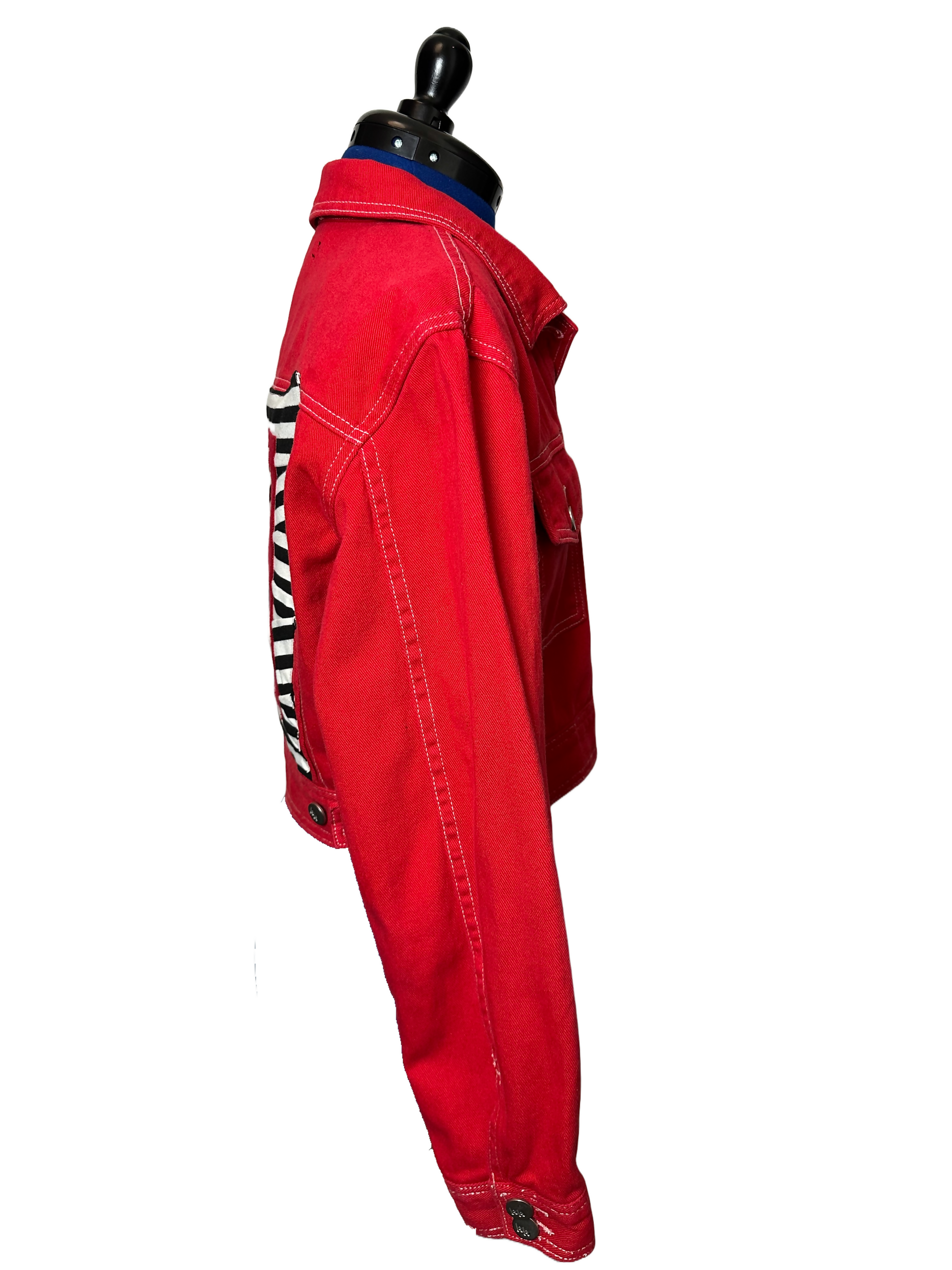 Red Denim Jacket with Eye & Heart