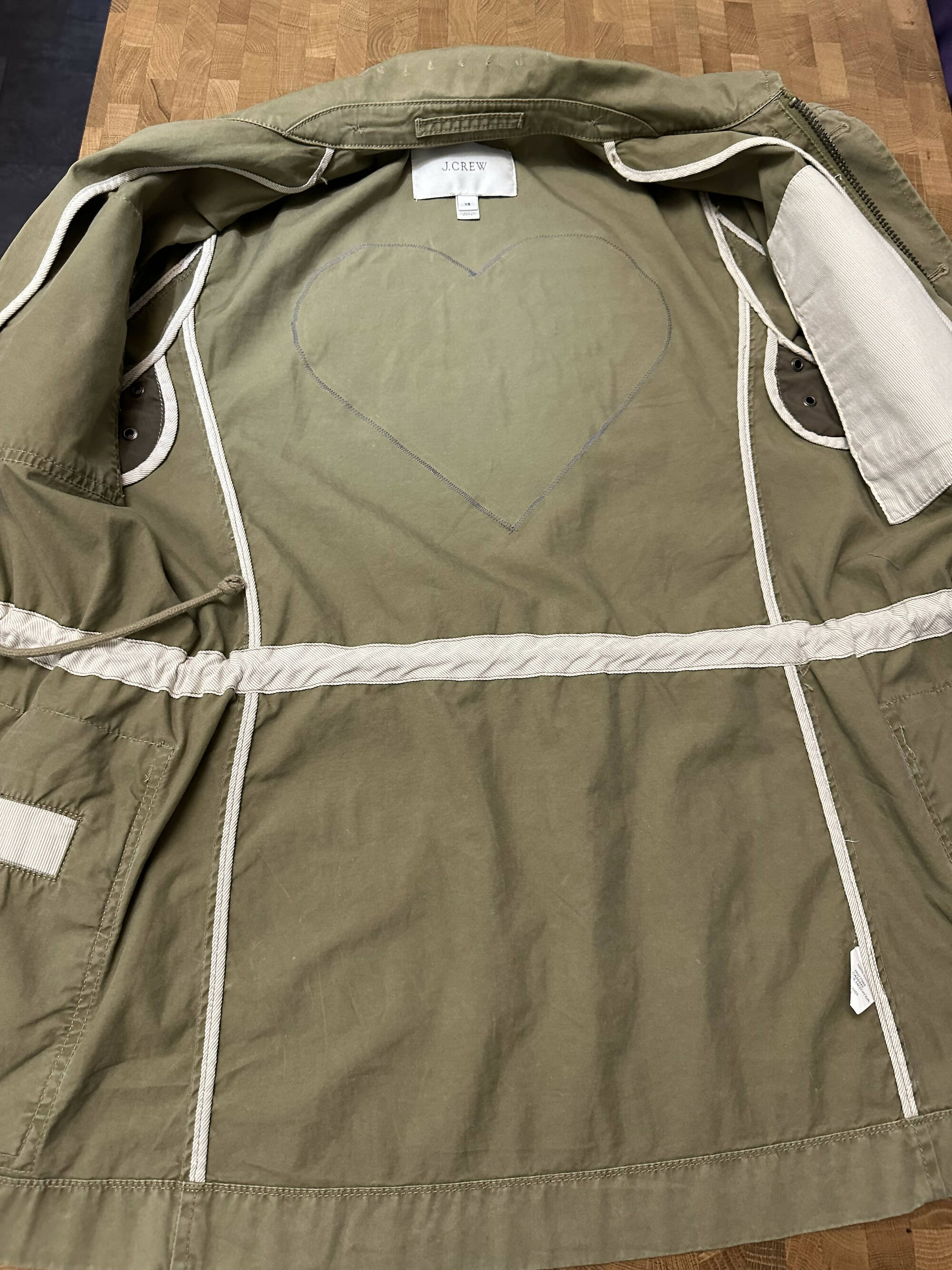 Upcycled J. Crew Army Jacket Love is Still the Answer